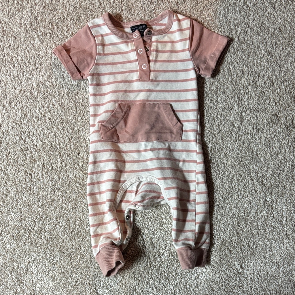 Striped Pink And White Baby Romper